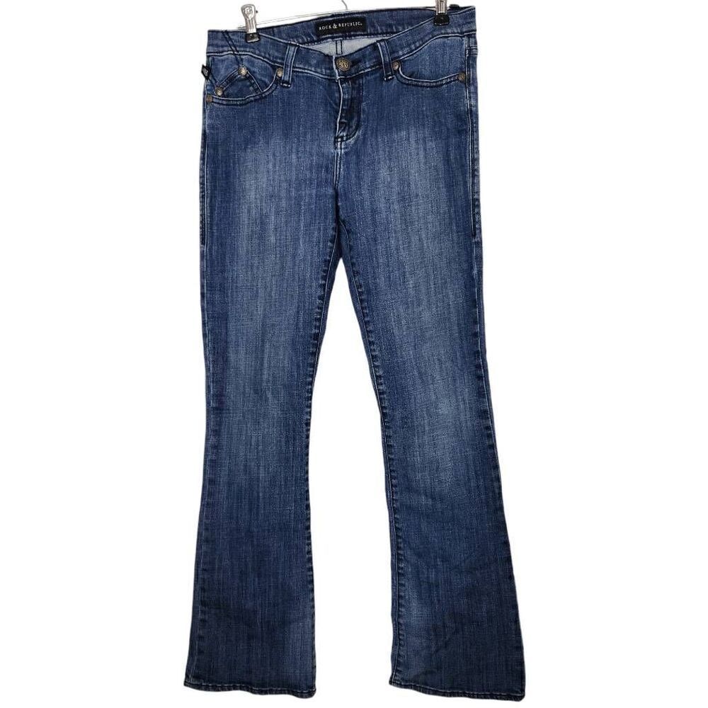 Rock & Republic Women's Kassandra Mid Rise Bootcut Jean blue Size 8